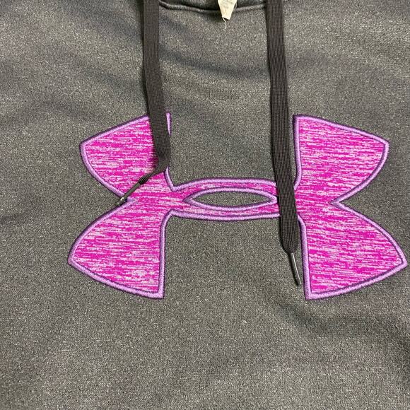 Under Armour women’s hoodie pullover small coldgear storm pink biglogo athletic - Picture 2 of 8